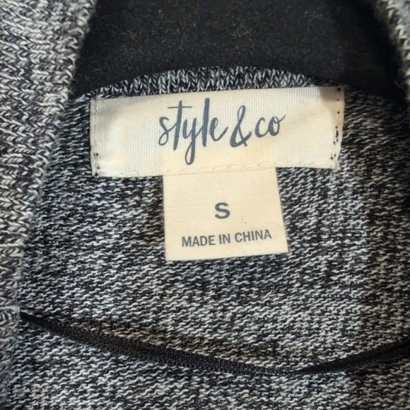 Style & Co Fringed Open-Front Sweater Cardigan Women's Size Small Grey/Black - Picture 2 of 8